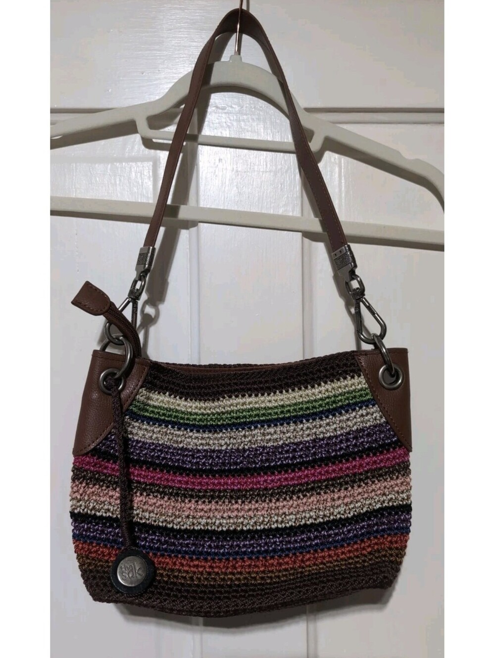 The Sak Women's Knitted Shoulder Bag Multi Color Boho Colorful Fall Purse